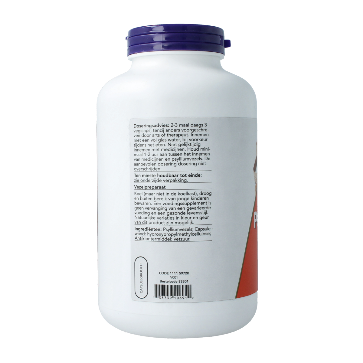 NOW Psylliumvezels 500mg 500.00 Vegetarische capsules