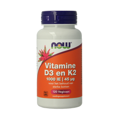 NOW Vitamine D3 1000IE & Vitamine K2 120 Vegetarische capsules