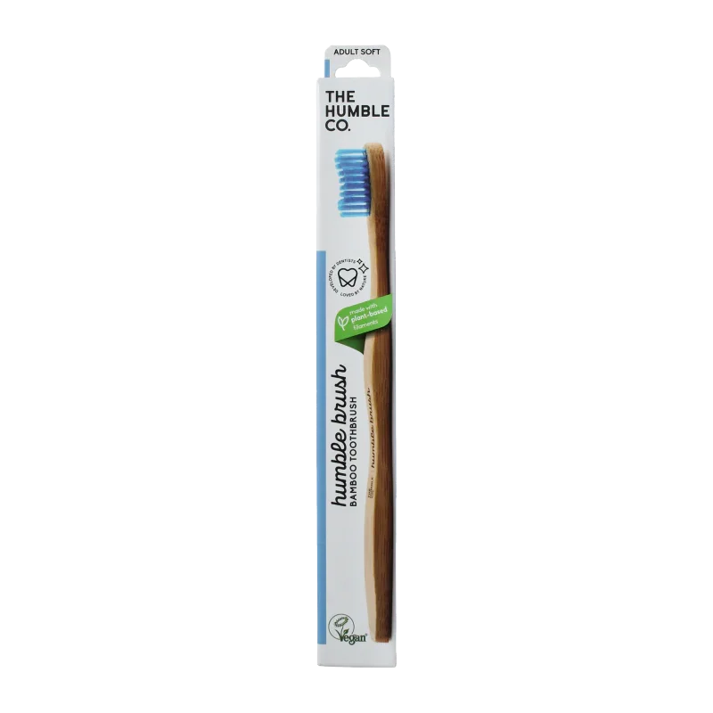 The Humble Co Tandenborstel bamboe adult blauw brush soft 1 Stuks