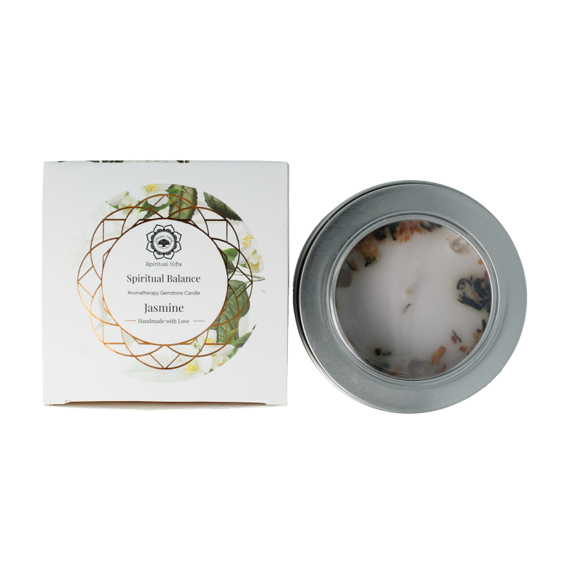 Green Tree Geurkaars edelsteen spiritueel balans jasmijn 70 Gram