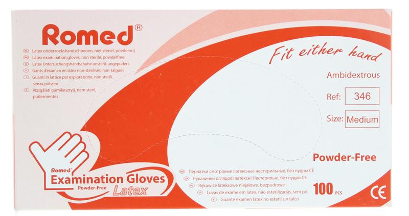 Romed Latex handschoen niet steriel poedervrij M 100 Stuks