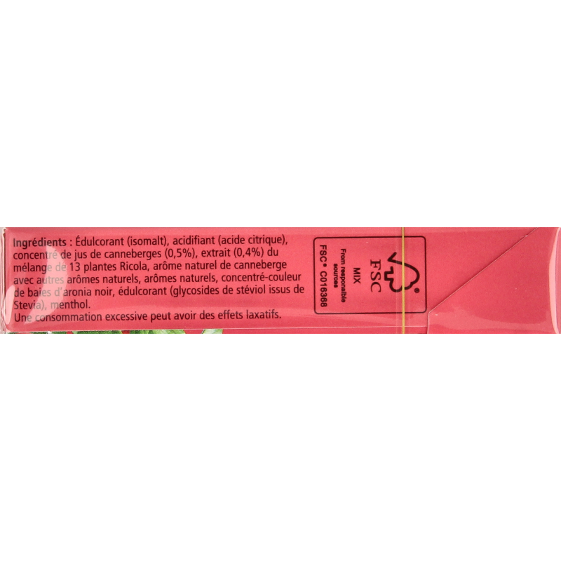 Ricola Cranberry suikervrij doosje 50 Gram