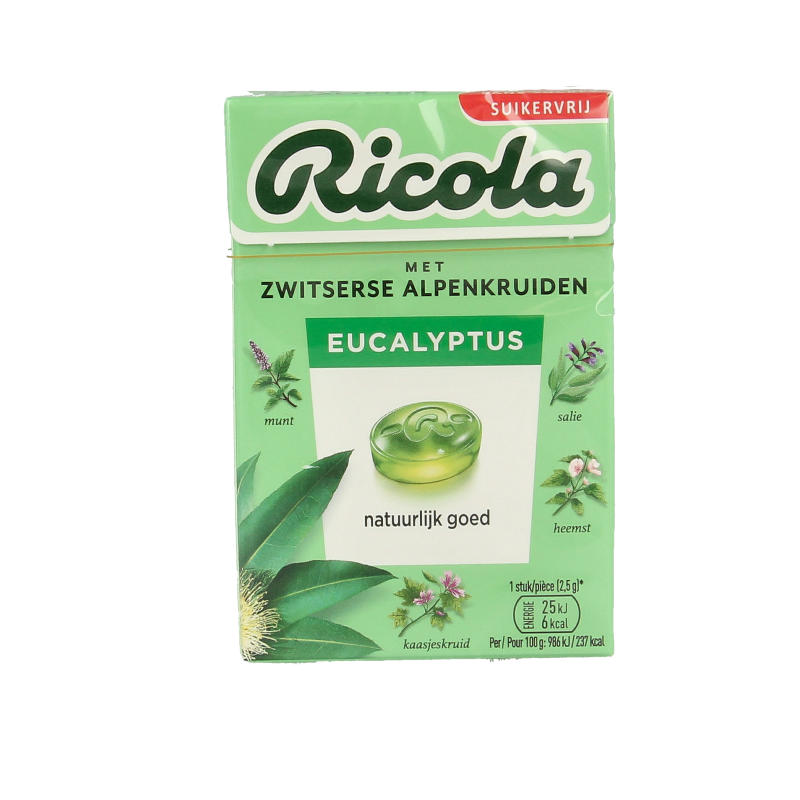 Ricola Eucalyptus suikervrij 50 Gram