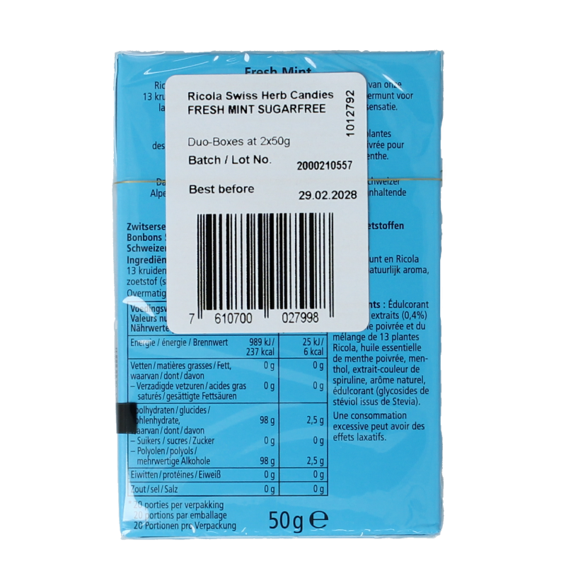 Ricola Fresh mint suikervrij duo pack 100 Gram