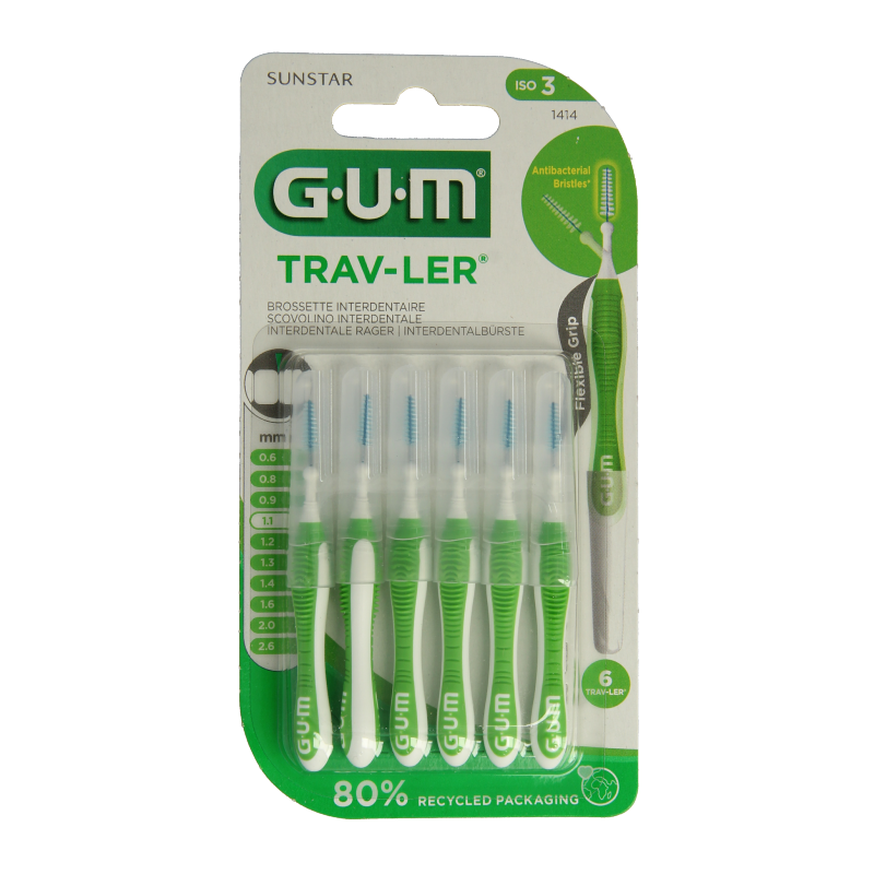 GUM Trav-ler rager 1.1 mm (groen) 6 Stuks