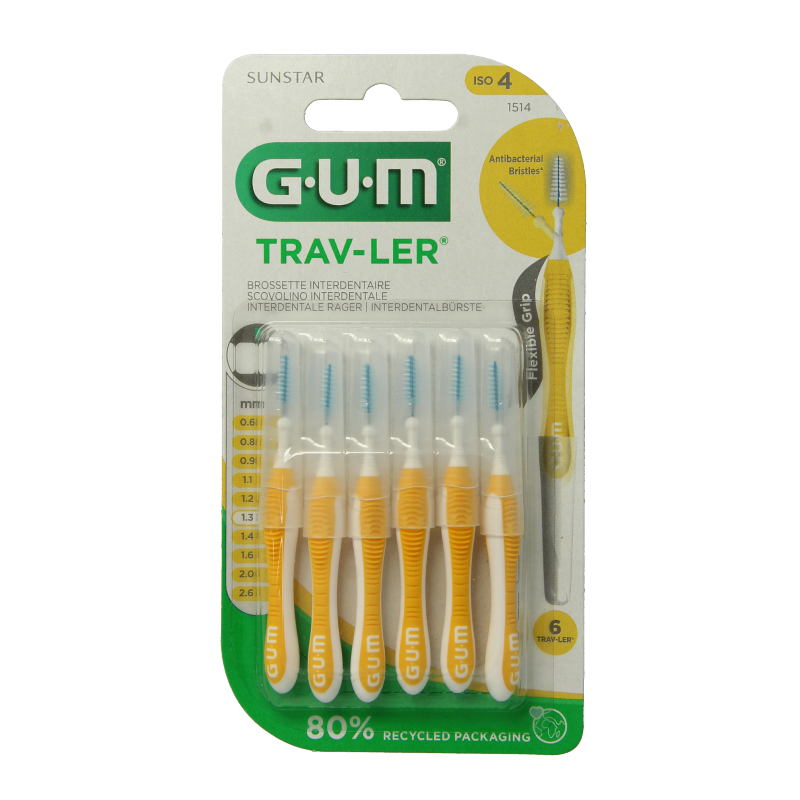 GUM Trav-ler rager 1.3 mm (geel) 6 Stuks