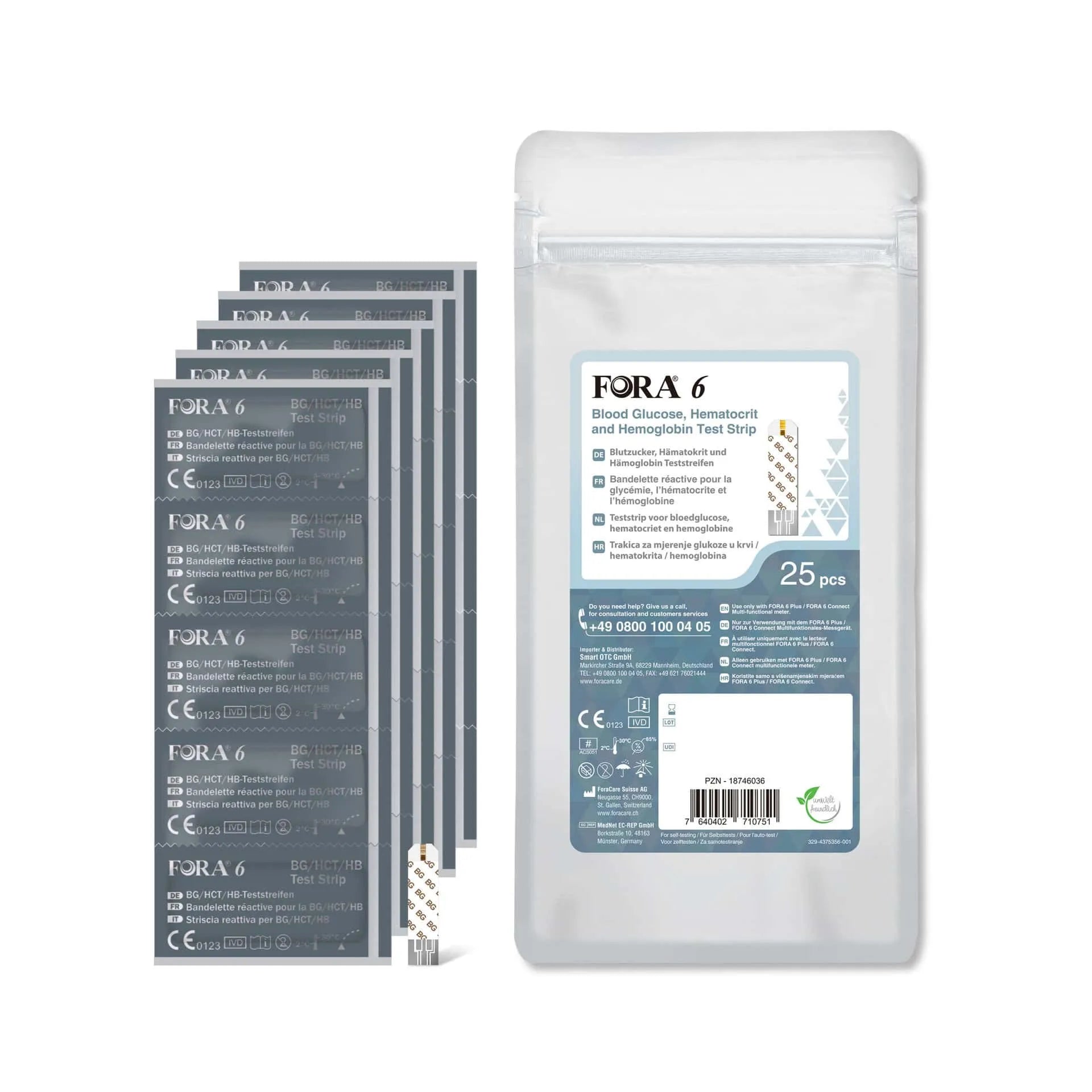 Fora FORA 6 3in1 strips (Glucose, Hb en hematocriet) 25.00 Stuks