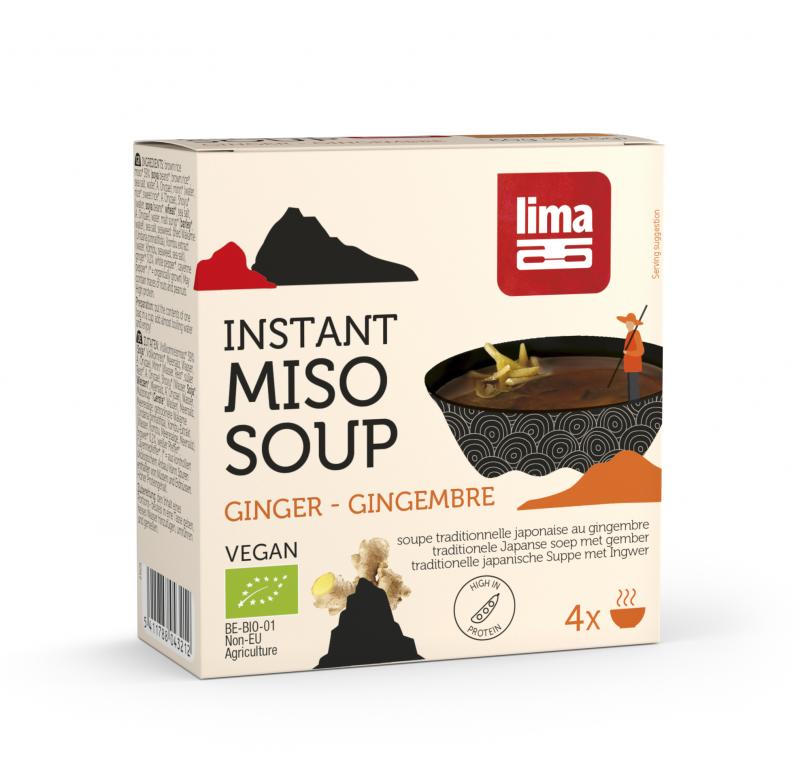 Lima Instant miso soep gember 4 x 15 gram bio 60 Gram