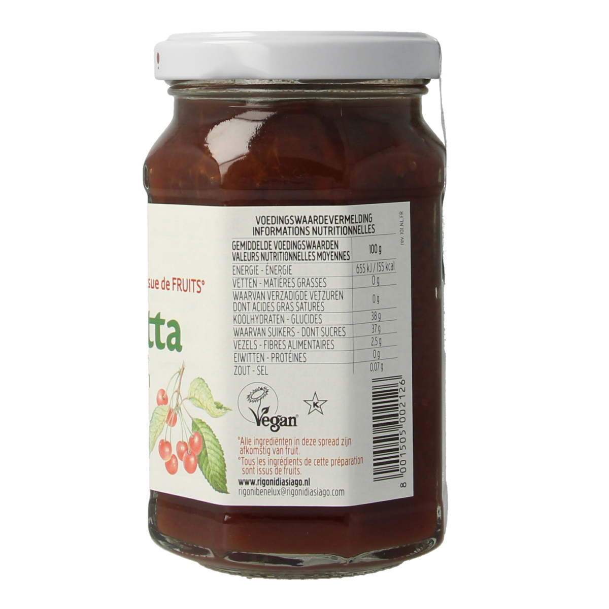 Fiordifrutta Wilde kersenjam bio 250.00 Gram