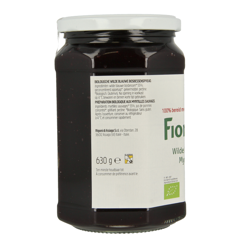 Fiordifrutta Wilde blauwe bosbessen jam bio 630 Gram