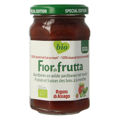 Fiordifrutta Aardbeien en wilde aardbeien met munt jam bio 250.00 Gram