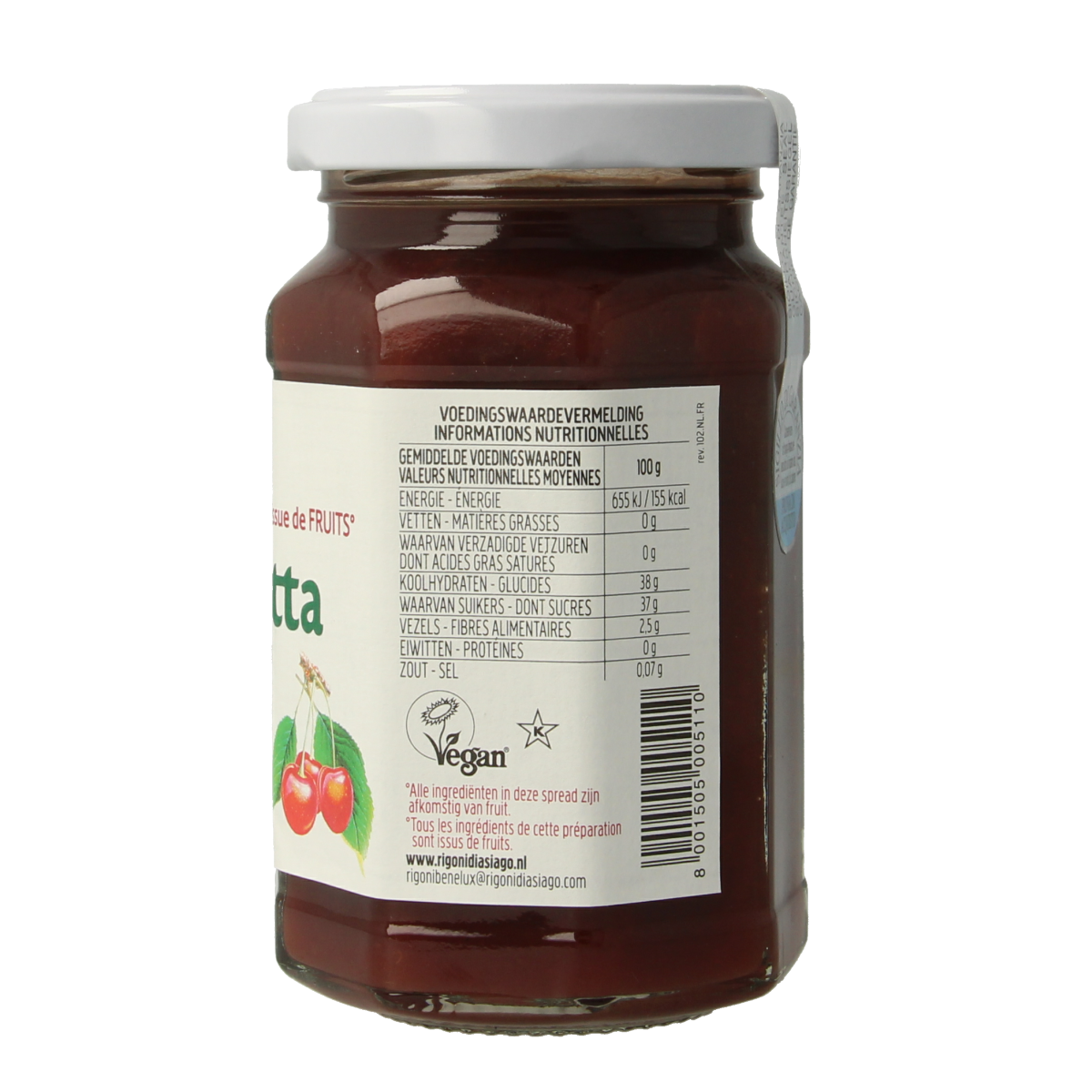 Fiordifrutta Kersenjam bio 250.00 Gram