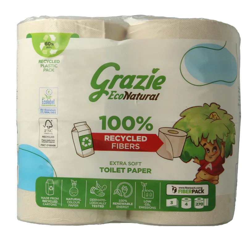 Grazie Natural Toiletpapier 3-laags 4 Stuks