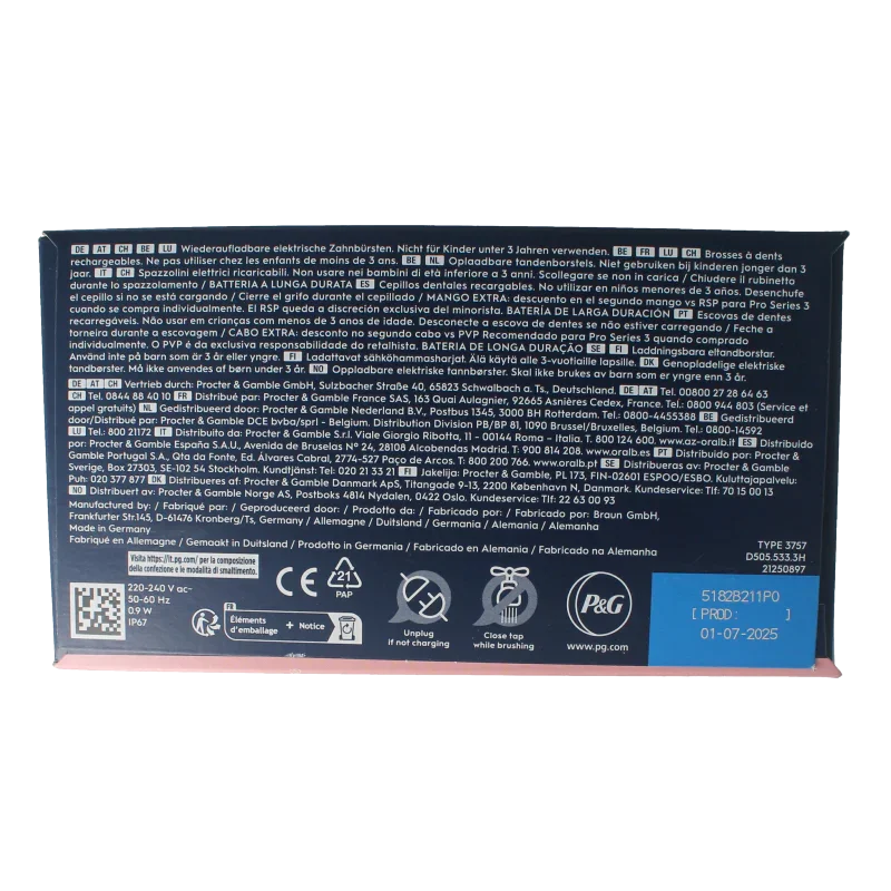 Oral B Elektrische tandenborstel pro 3 3900 black pink 1 Set