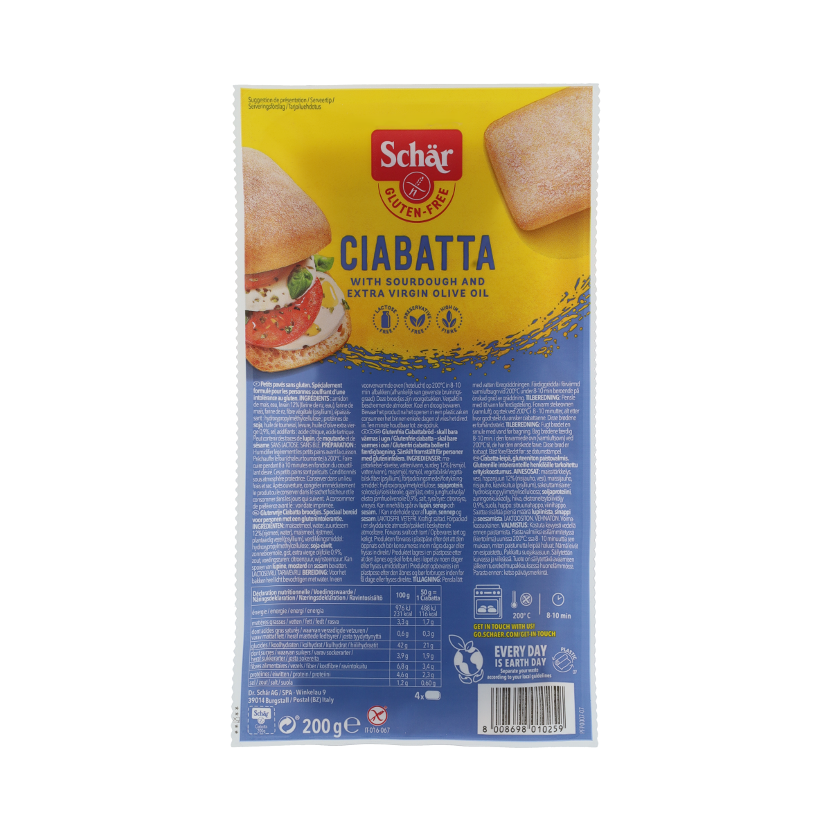Schar Ciabatta glutenvrij 4.00 Stuks