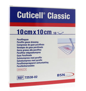 Cuticell Classic paraffin gauze compress 10cm x 10cm 10 Pieces
