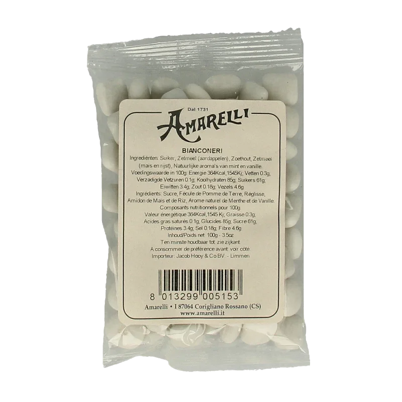 Amarelli Laurierdrop pepermunt wit zakje 100 Gram