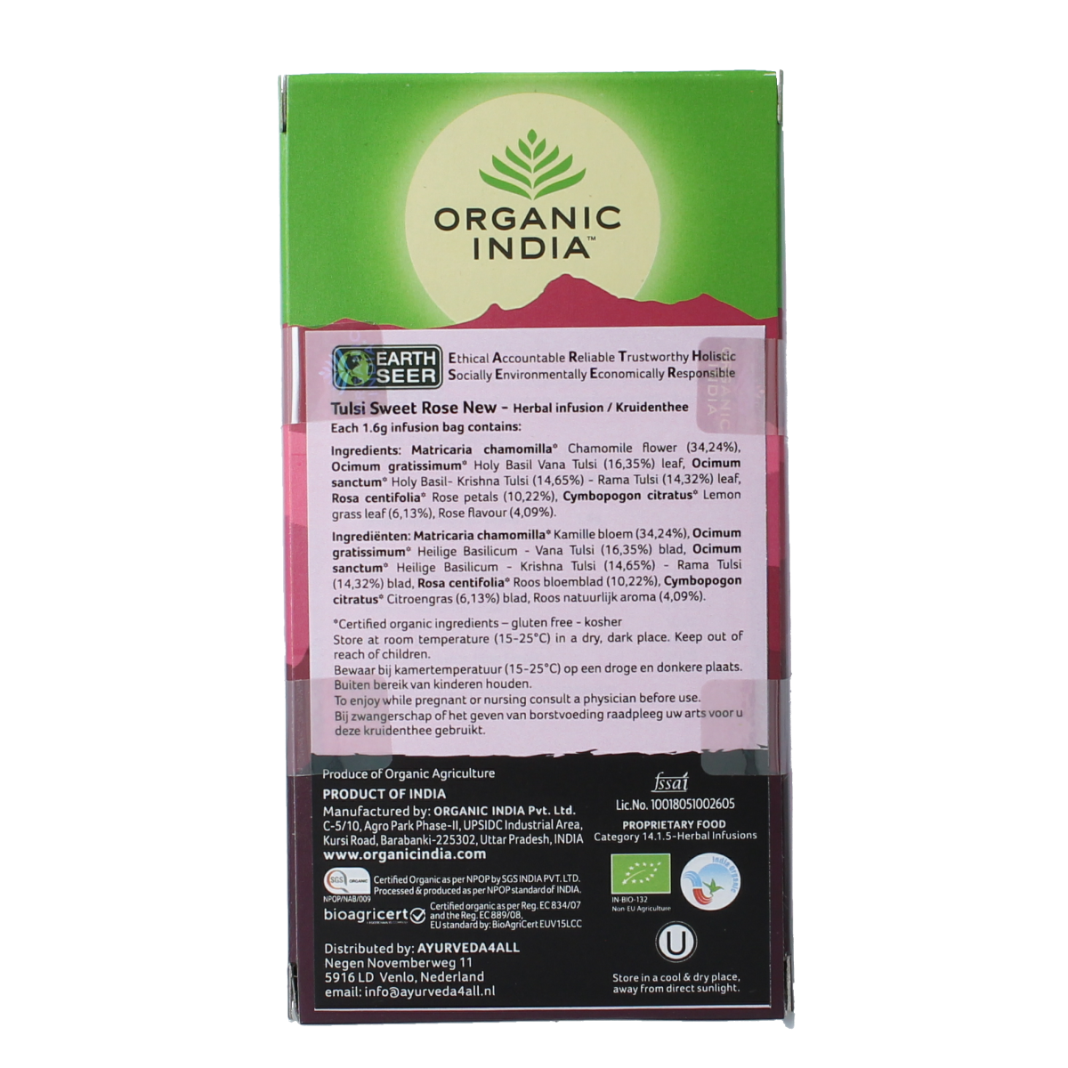 Organic India Tulsi sweet rose thee bio 25.00 Stuks