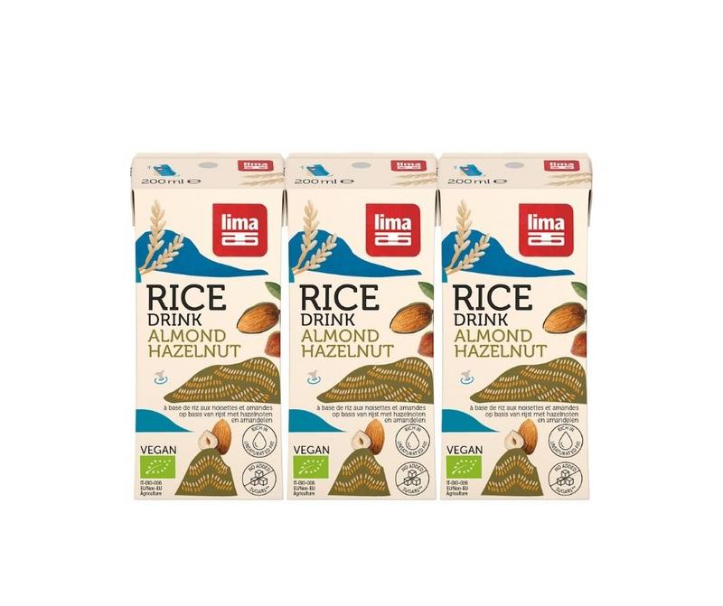 Lima Rice drink hazelnoot-amandel 200ml bio 3 Stuks