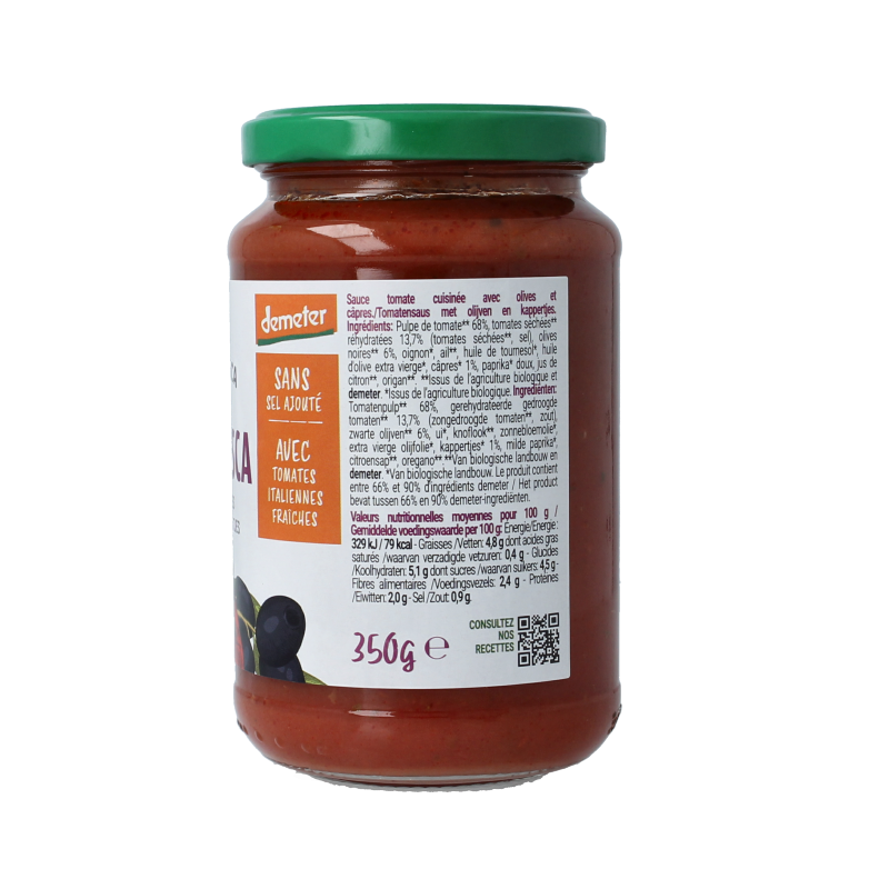 Bio Organica  Pastasaus olijf & kappertjes demeter 350 Gram