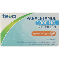 Teva Paracetamol 1000mg 10 Zetpillen