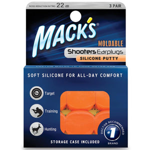 Macks Shooters bouchons d'oreilles malléables orange 3 paires