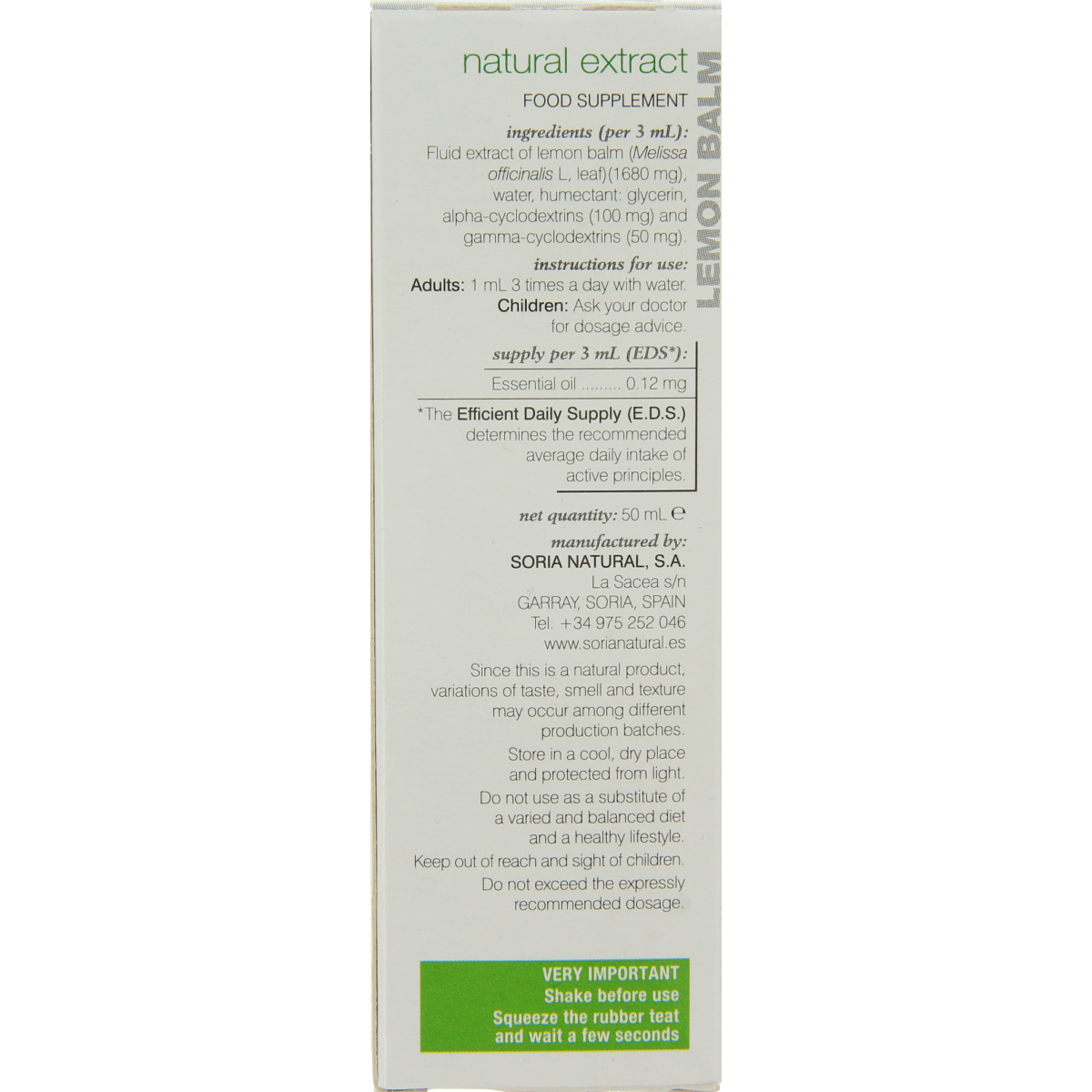 Soria Natural Melissa officinalis XXI 50.00 Milliliter