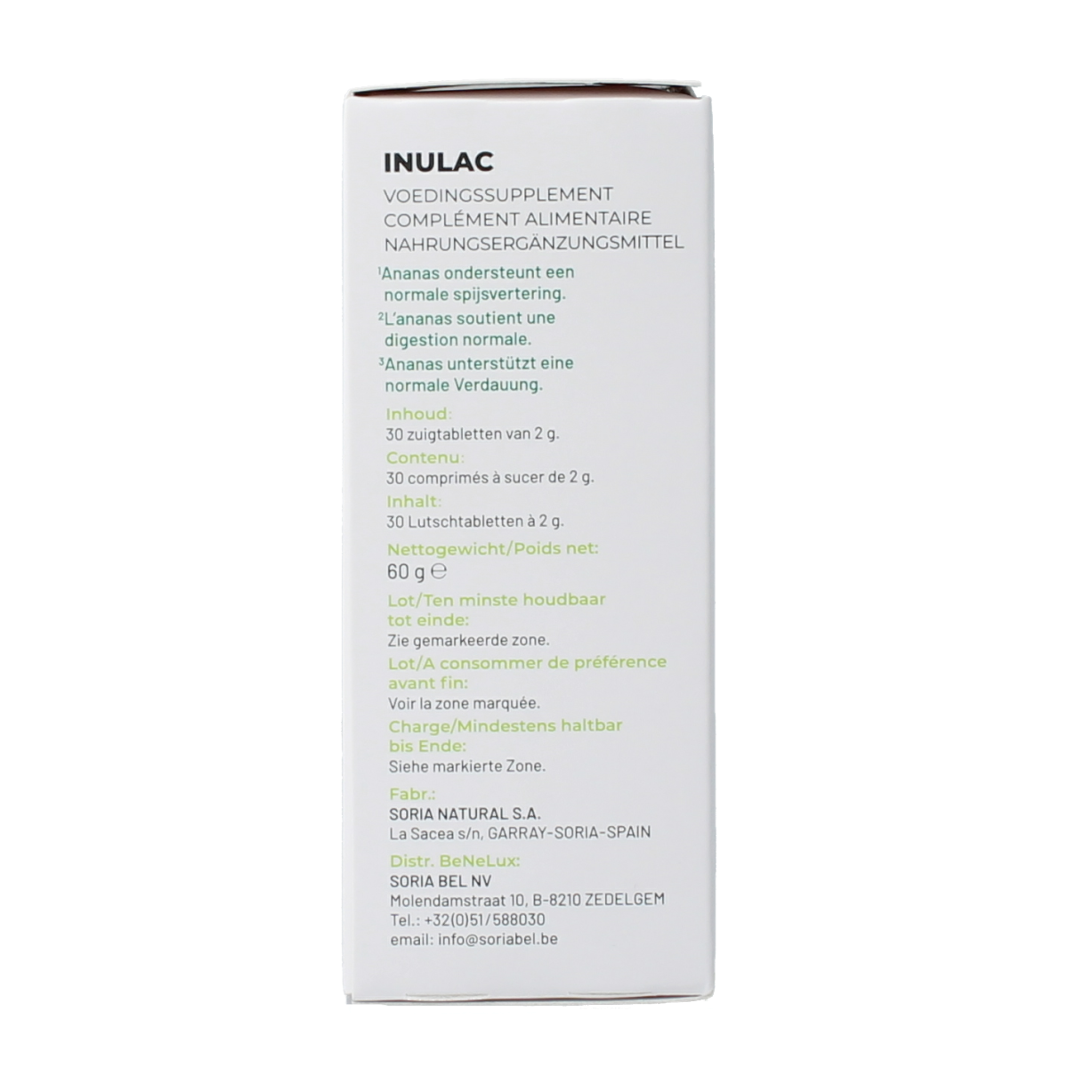 Soria Natural Inulac 30.00 Zuigtabletten