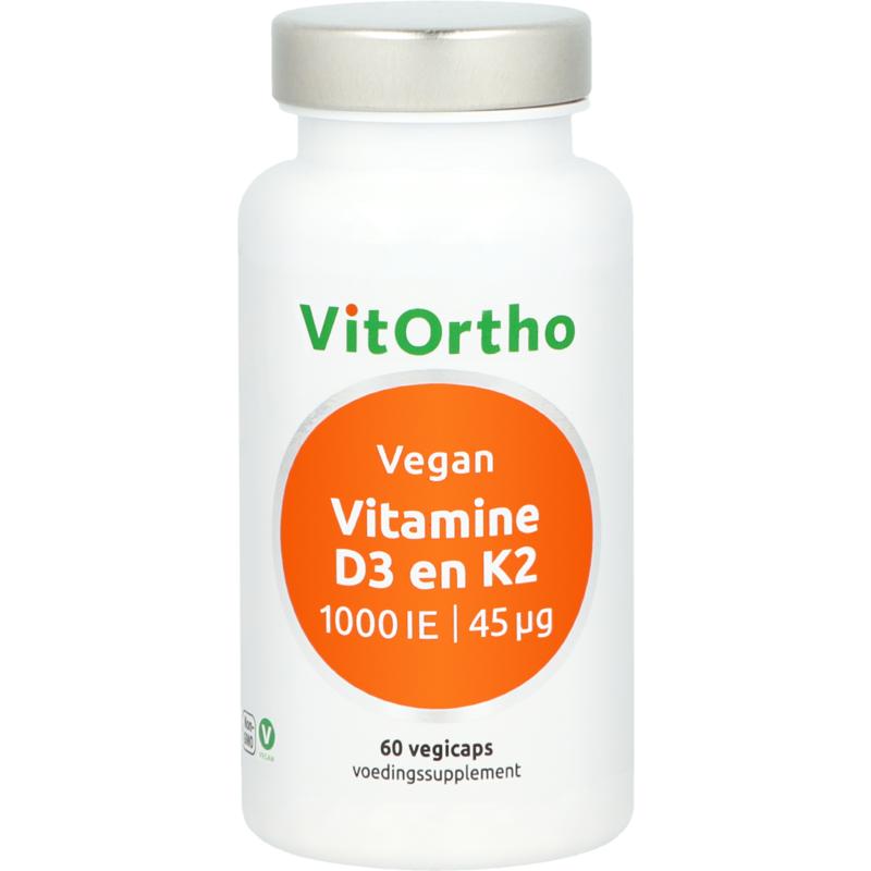 VitOrtho Vitamine D3 1000IE K2 45mcg vegan 60.00 Vegetarische capsules