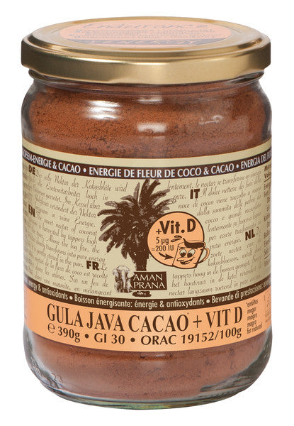 Amanprana Gula java cacao + vitamine D bio 390 Gram