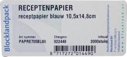 Blockland Receptpapier blauw 105 x 148mm 2000.00 Stuks