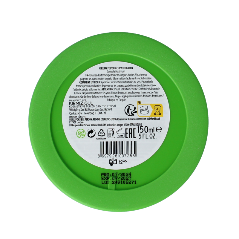 Red One Haarwax green matte wax 150 Milliliter