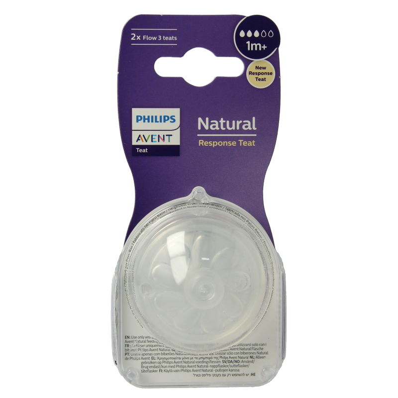 Avent Natural flesspeen 1M+ 2 Stuks