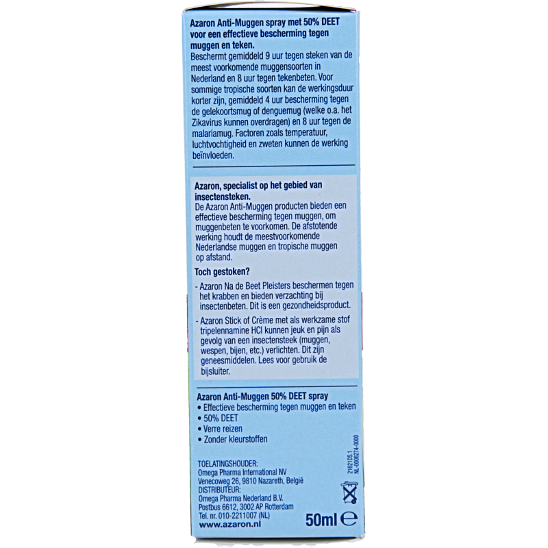 Azaron Anti muggen 50% deet spray 50 Milliliter