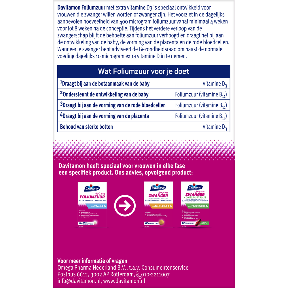 Davitamon Foliumzuur vitamine D  84 Tabletten