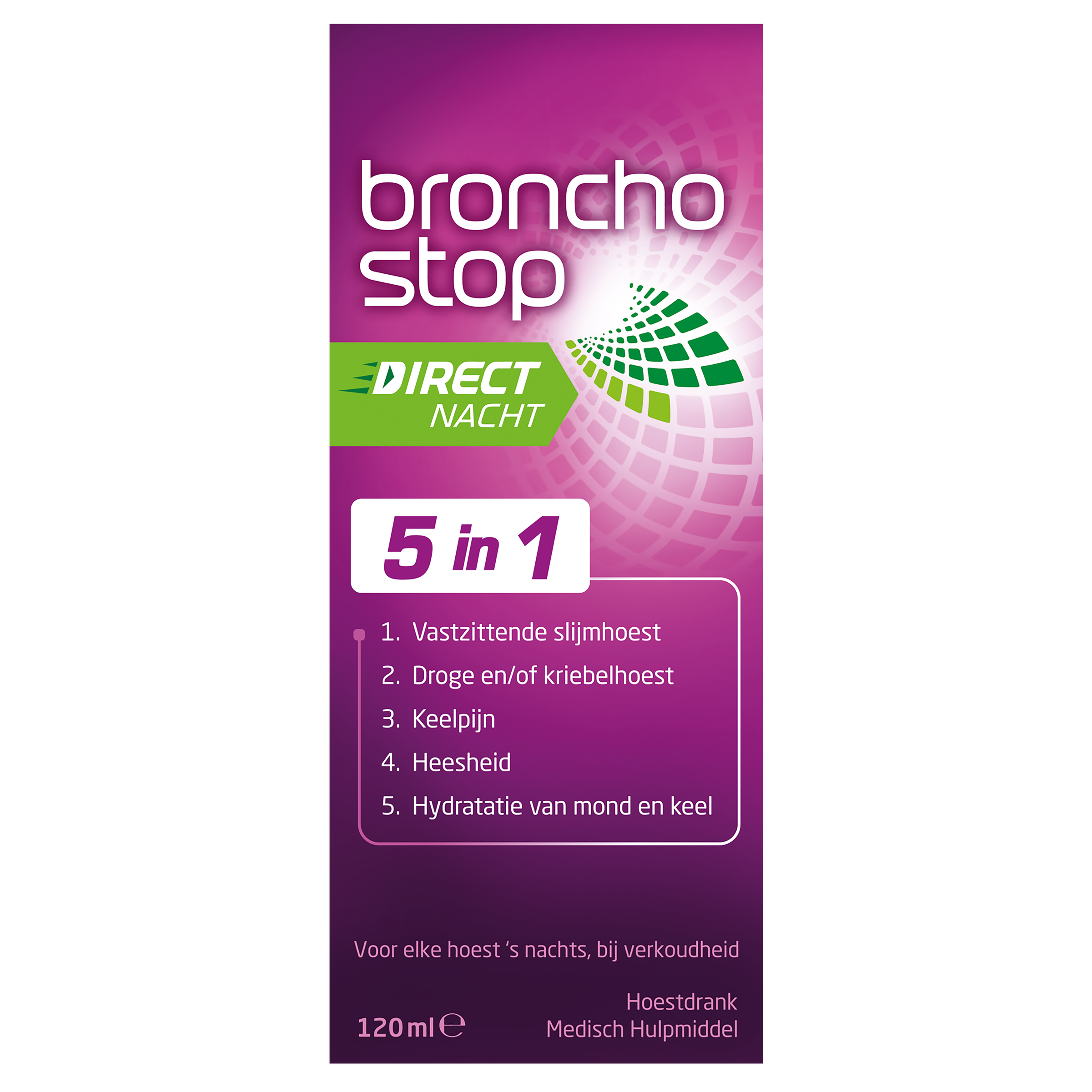 Bronchostop Hoestdrank direct nacht 5 in 1 120 Milliliter