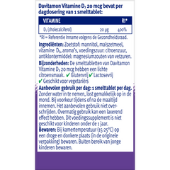 Davitamon Vitamine D3 20mcg 75.00 Smelttabletten