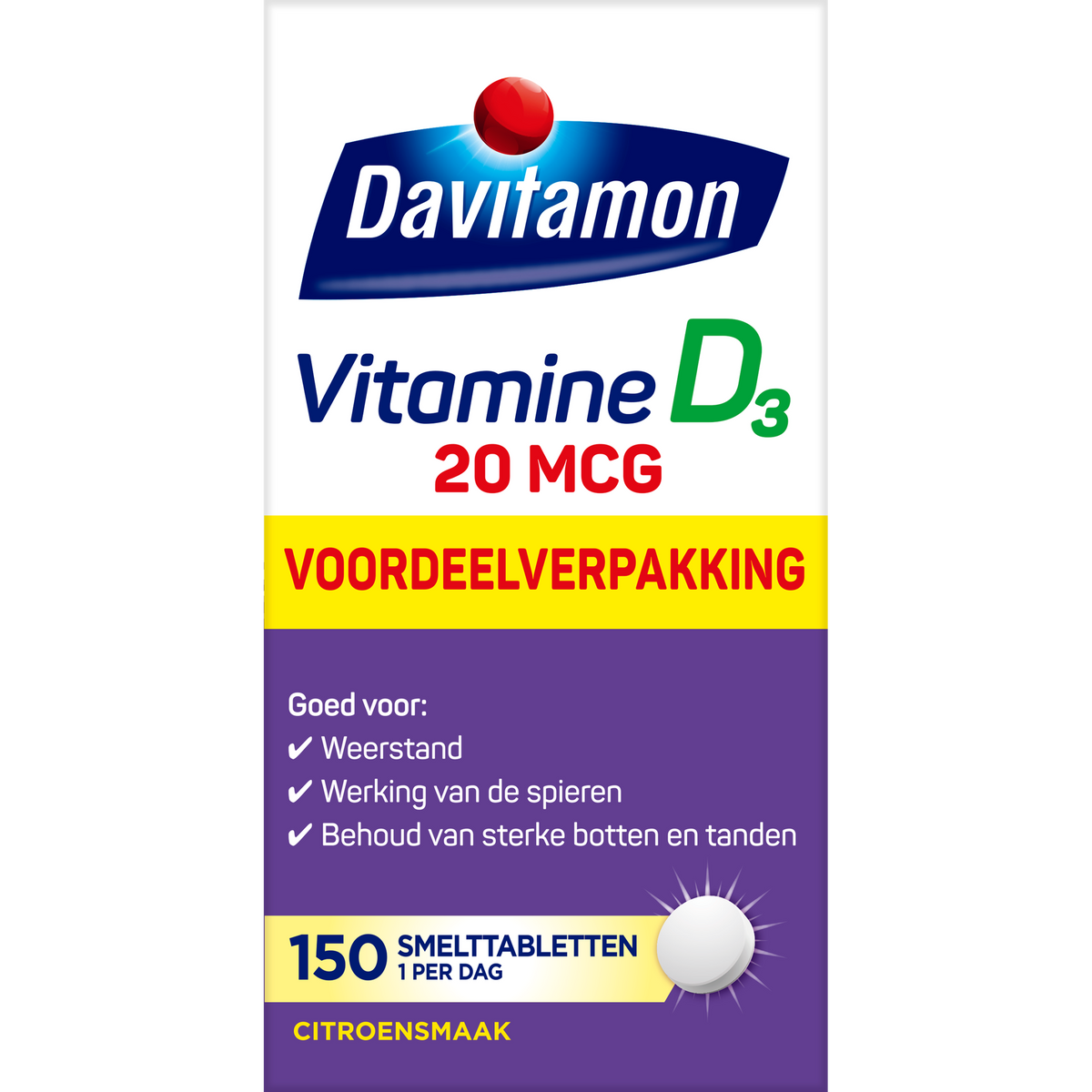 Davitamon Vitamine D3 20mcg 150.00 Smelttabletten