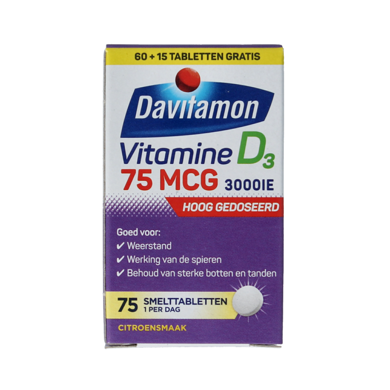 Davitamon Vitamine D 75mcg 75 Smelttabletten