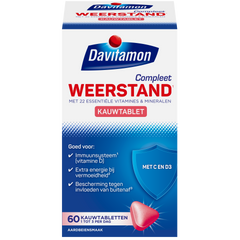 Davitamon Compleet weerstand kauwvitamines aardbei 60 Kauwtabletten