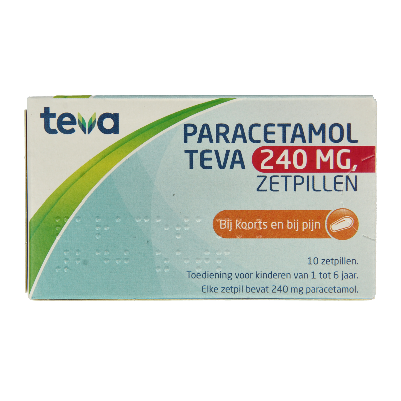 Teva Paracetamol 240 mg 10 Zetpillen