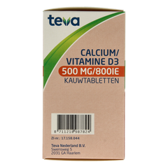 Teva Calcium / vitamine D 500mg / 800IE 90.00 Kauwtabletten