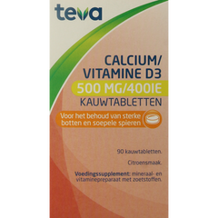 Teva Calcium / vitamine D 500mg / 400IE 90 Kauwtabletten