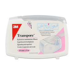 3M Transpore hechtpleister 5m x 25mm 1 Stuks