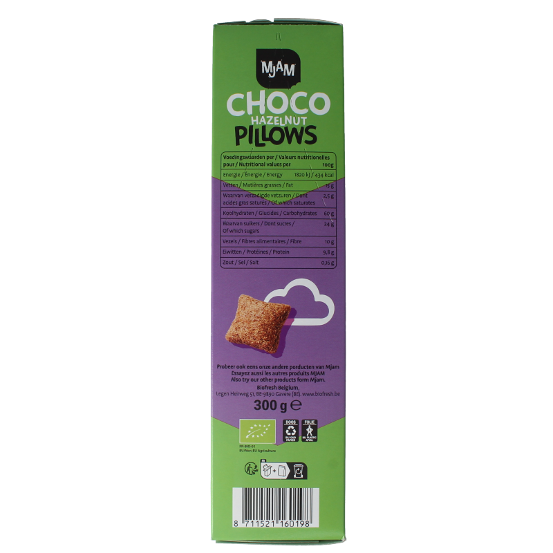 Mjam Choco pillows hazelnut bio 300 Gram
