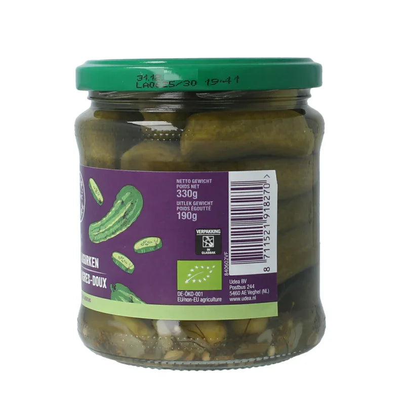 Your Organic Nature Augurken zoetzuur 330 Gram