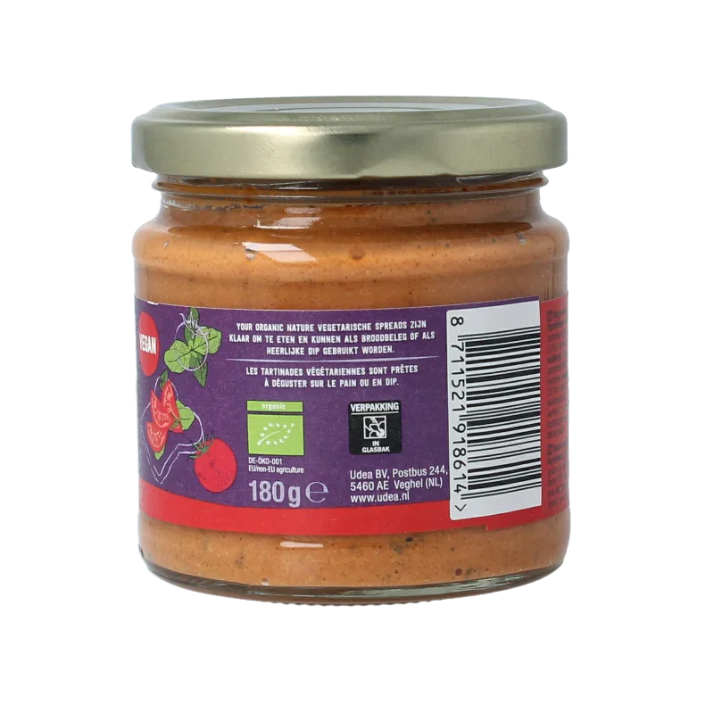 Your Organic Nature Sandwichspread tomaat basilicum bio 180 Gram