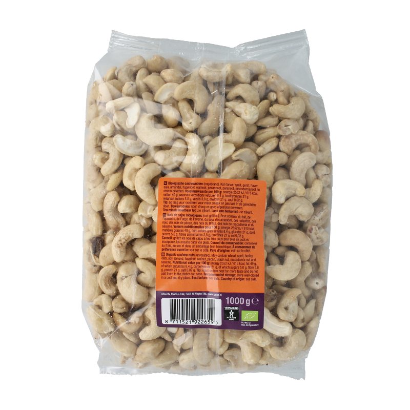Your Organic Nature Cashew noten do it bio 1 Kilogram
