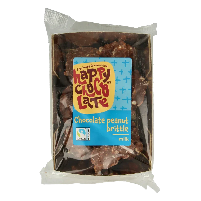 Happy Chocolate Chocolade pindarotsen melk bio 150 Gram