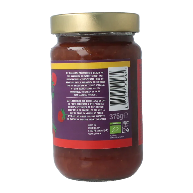 Your Organic Nature Fruitbeleg aardbei bio 375 Gram